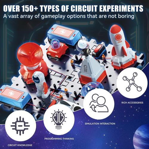 STEM Circuit Kit for Kids Ages 6 , 35PCS Electronics Kit with 200  Projects, Educational Science Experiment Toy for Boys & Girls, Beginner Electrical Engineering Set for Home & School