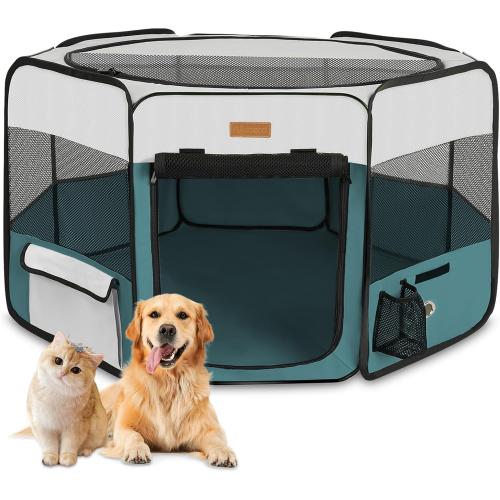 Dog Playpen, Portable Pet Play Pen for Cat, Puppies, Rabbits, Chickens, Foldable Large-Capacity Pet Tent for Indoor/Outdoor Travel Camping (Size XL Without Carry Bag)