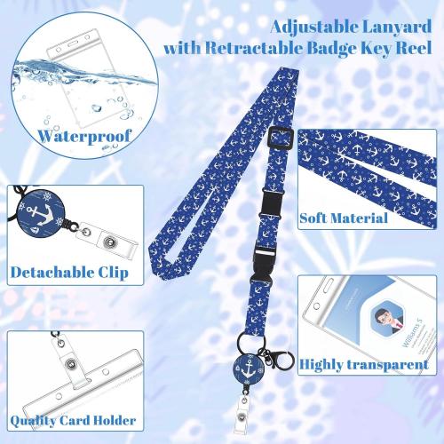 3 Pack Cruise Lanyards, Adjustable Lanyards for Cruise Ship Cards with Retractable Badge Reel, 6 Pack Waterproof ID Badge Holder and 3 Pack Phone Tether Tab
