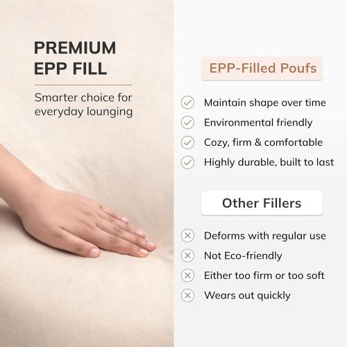 Anji Mountain 22x22x16 Handmade & Handcrafted Ottoman Pouf Comfortable Pouf Ottoman Foot Rest & Home Décor Accent for Living Room, Bedroom, Nursery, Kids Room, Patio