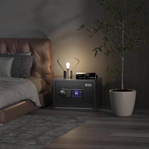 XDeer Biometric Safe Box, Quick-Access Security Safe Box with Upgraded Fingerprint, Steel Handgun Safe Lock Box for Kid/Home/Office (0.78 Cubic Feet)