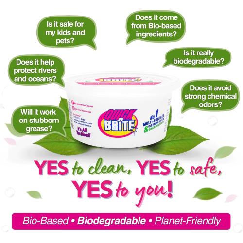 Set of 2 Size 12oz Quick 'n Brite All Purpose Cleaning Paste – Miracle Cleaner for Tough Stains | Eco-Friendly, Non-Toxic, Pet-Safe | Multi-Surface Stain Remover | Made in USA, 12oz (Pack of 2)