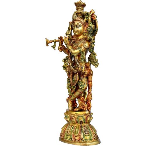 Size 18 eSplanade Brass Radha Krishna Kishan Murti Idol Statue Sculpture | Pooja Idols | Home Decor (18 Inch)