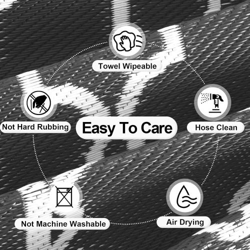 OutdoorLines Outdoor Reversible Rugs for Patio 4x6 ft - Outside Plastic Carpet, Stain & UV Resistant Portable RV Mat, Straw Rug for Camping, Backyard, Deck, Picnic, Porch Moroccan Gray & White