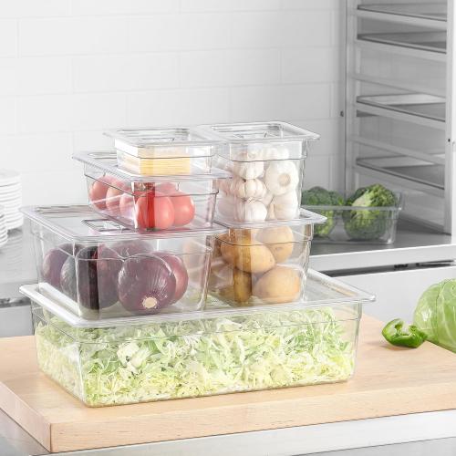 EGGKITPO 6 Pack 1/1 Size Lids Universal Full Size BPA-Free Polycarbonate Clear Food Pan Lids Dishwasher Safety Food Storage Container Cover with Handle for Food Prep Table Hotel