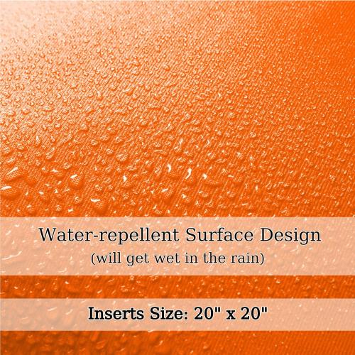 Throw Pillows, Pillows with Inserts, Square Decorative Pillows for Patio Furniture Garden Couch Sofa Home(Orange, Set of 2)