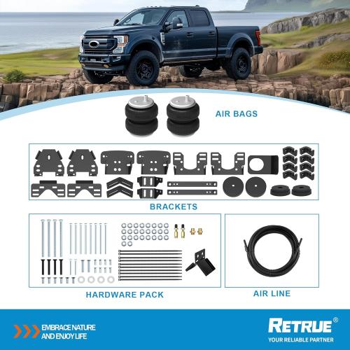 RETRUE Rear Air Bags Suspension Kit for 2017-2026 F250 F350 F450 Truck Towing, 5000 Lbs of Load Leveling Capacity, Replacement for Firestone 2625 Ride Rite Airbags for Trucks Rear Suspension