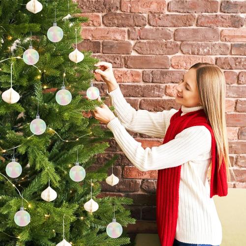 50 PCS Iridescent Ornaments Balls,2.36 Inch Clear Christmas Rainbow Ball,Plastic Hanging Bubble Ornaments Balls for Christmas Tree,Party,Home Decor