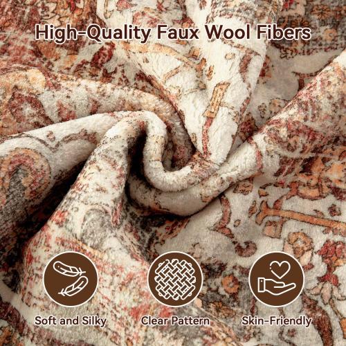 Size 2'x5' Color Khaki Boho Washable Kitchen Rug, Non-Slip Soft Low Pile Rugs Indoor for Entrance Bedroom Bathroom Living Room,Vintage Throw Hallway Carpet Stain Resistance (Khaki, 2x5ft)