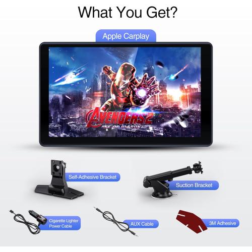 Apple Carplay Screen - Wireless Apple Carplay & Android Auto with 9 Touchscreen, Portable Car Audio Receiver with Voice Control, Bluetooth, FM