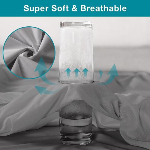 Soft and Breathable Twin XL Size Waterproof Mattress Protector, Fitting 6-16 Inches Mattress, 2 Pack, Gray