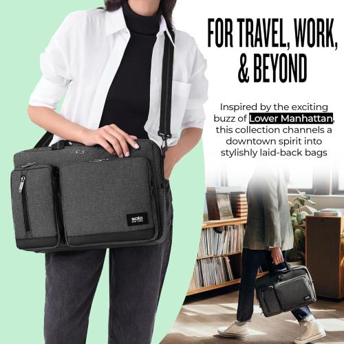 Solo New York Hybrid Briefcase Backpack - Laptop Carrying Bag, Fits 15.6 Computer, Brief for Travel & Work - Duane
