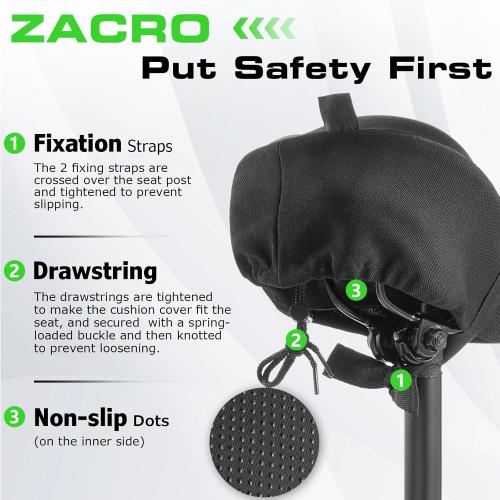 Zacro Bike Seat Cushion - Gel Padded Bike Seat Cover for Men Women Comfort, Extra Soft Exercise Bicycle Seat Compatible with Peloton, Outdoor & Indoor Bike Saddles