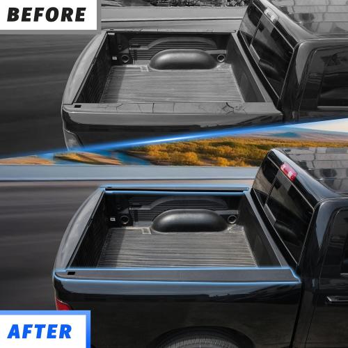 KEWISAUTO Bed Side Rail Cap Cover W/Stake Holes for 2009-2018 Dodge Ram 1500 with 5'7 Bed, Black Truck Right & Left Side Bed Rail Protector for 2009-2018 Dodge Ram 1500 Accessories