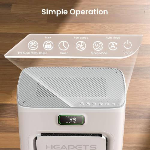 Pet Air Purifier for Home Large Room 2500 sq ft, H13 HEPA Washable Double-Sided Filter,Air Cleaner for Pet Hair Dander Odor Allergies Pollutant Smoke Dust,PM2.5 Air Quality Monitor,Auto Mode,P358 Grey