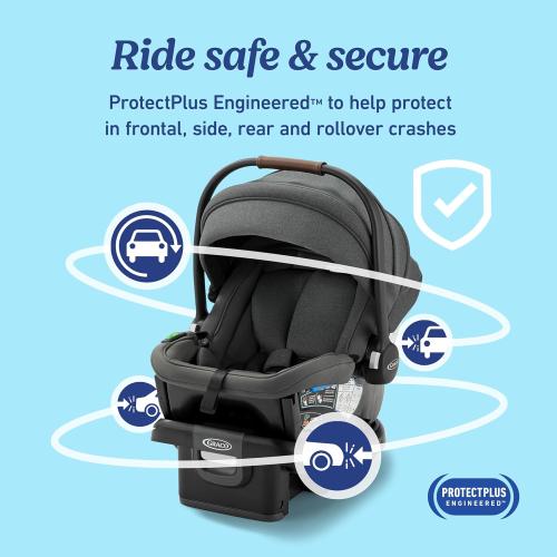 Graco Gomax Infant Car Seat, Ace, Lightweight, Reclining Rear Facing Car Seat Installs with or Without a Base