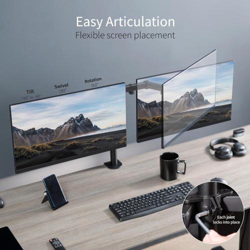 VIVO Dual Monitor Desk Mount, Holds 2 Computer Screens up to 30 inches and 22lbs Each, Heavy Duty Fully Adjustable Steel Stand with C-Clamp and Grommet, Black, STAND-V002, (MISSING parts)