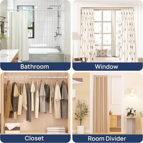 ENJOYBASICS 2 Pack Adjustable Spring Tension Curtain Rods 32 to 66 Inches, Stainless Steel White Shower Rod No Drilling for Window, Bathroom, Closet, Room Divider, 7/8 Diameter