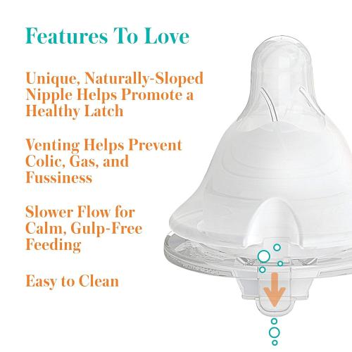Evenflo Feeding Premium Proflo Venting Balance Plus Wide Neck Baby, Newborn and Infant Bottles - Helps Reduce Colic - 9 Ounce (Pack of 6)