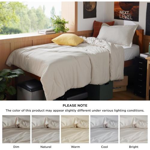 Bedsure Twin/Twin XL Comforter Set - Beige Soft Bedding for All Seasons, Cationic Dyed Bed Set, 2 Pieces, 1 Twin Size Comforter (68x88) and 1 Pillow Sham (20x26 2)