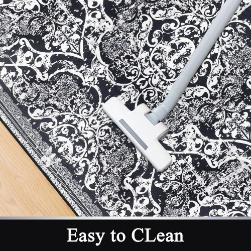 Vaukki Living Room Rug, Vintage Shaggy Soft Laundry Rug, Non Slip Kitchen Area Mat, Washable Farmhouse Bedroom Area Carpet for Bathroom, Kitchen and Kidsroom (8'x10', Black)
