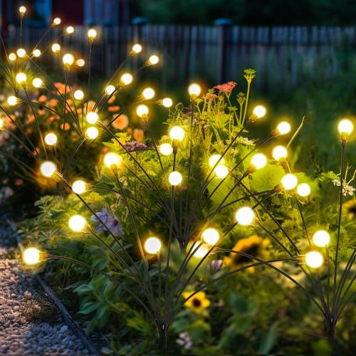 Solar Garden Lights, 60 LED Firefly Garden Lights Solar Outdoor, Solar Lights for Outside Sway by Wind,Solar Lights Outdoor Waterproof for Christmas Yard Patio Pathway Decoration (6 Pack)
