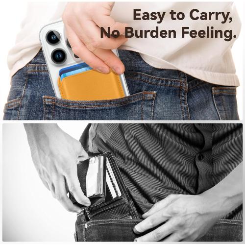 Magnetic Magsafe Wallet Cell Phone Card Holder for iPhone 15 Series, Stronger Magnetic RFID Leather Phone Wallet Stick on Series of iPhone 14/13/12 Pro/Promax and Magsafe Devices, Yellow