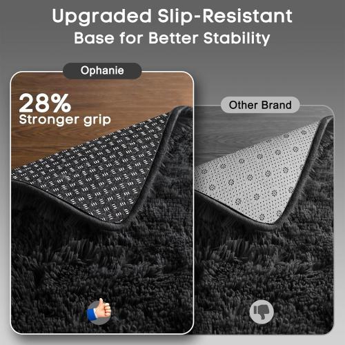 Ophanie Black Area Rugs for Bedroom Living Room, 4x6 Fluffy Fuzzy Shag Shaggy Carpet Soft Plush Furry Bedside Rug, Indoor Floor Rug for Kids Girls Boys Home Decor Aesthetic, Dorm Nursery