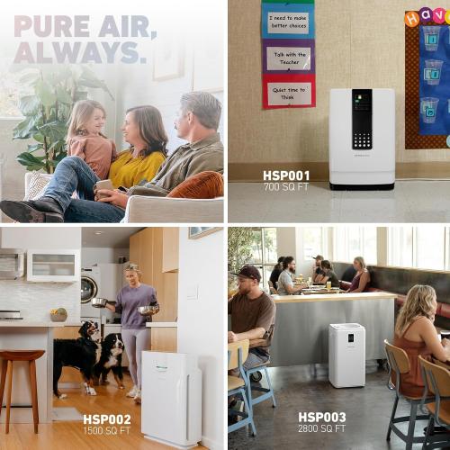 HATHASPACE HSP002 True HEPA Air Purifier | True HEPA Air Purifier for Home - Removes 99.9% of Dust, Smoke, Pet Dander & Odors, Covers Up to 1500 Sq Ft