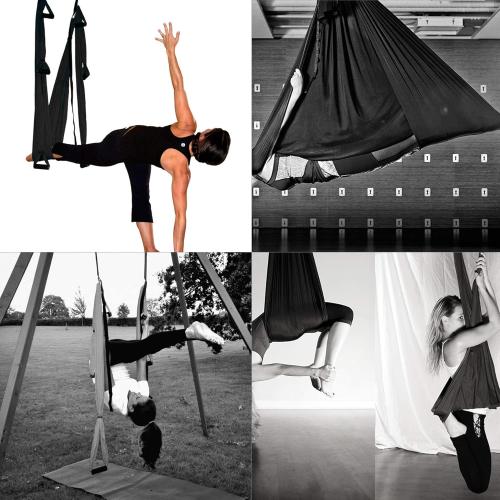 ZELUS Aerial Yoga Swing Sling Strong Yoga Hammock Kit Set Trapeze Inversion Equipment Include 2 Extensions Straps and Ceiling Mounting Kit