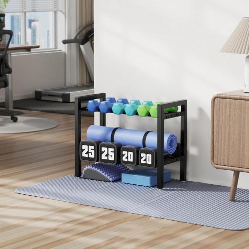 Dumbbell Rack 2-Tier Adjustable Weight Rack For Home Gym Dumbbells Kettlebell (Rack Only)