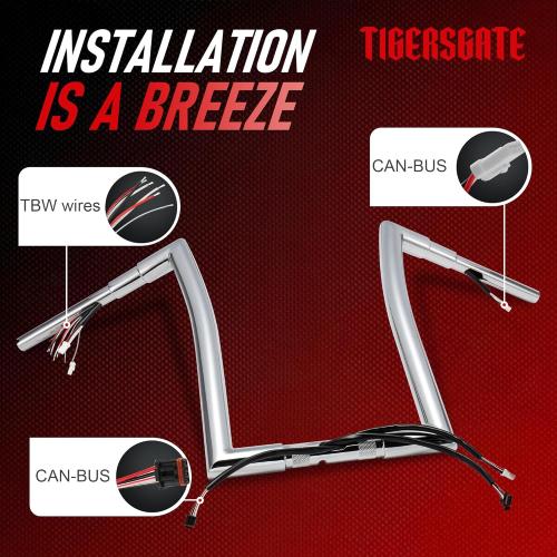 16 Pre-wired Handlebar Rise 1 1/2 Ape Hanger for 2016-2023 Harley Road Glide & Special & Ultra, Chrome