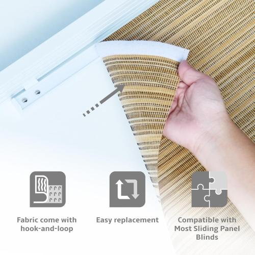 Replacement Fabric Panels – Fabric Only – 4 Panels (23” x 96”) – Trimmable, Natural Woven, Light-Filtering, Easy Swap – Fits Most Panel Track Blinds,Sand Gold