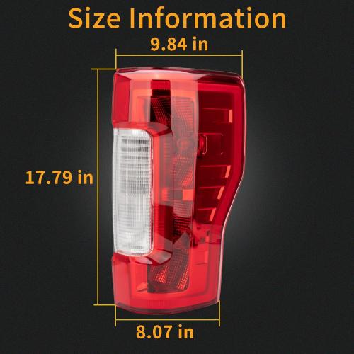 Left Tail Light Compatible With 2017-2019 Ford F-250 F-350 Super Duty | Rear Brake Lamps Replacement Taillights (w/o Blind Spot) (w/o LED)