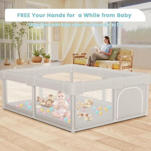 Baby Playpen Baby Playard, Play Pen for Babies and Toddlers with Gate, 50x50 Fence, Sturdy Safety Playpen, Indoor & Outdoor Kids Activity Center