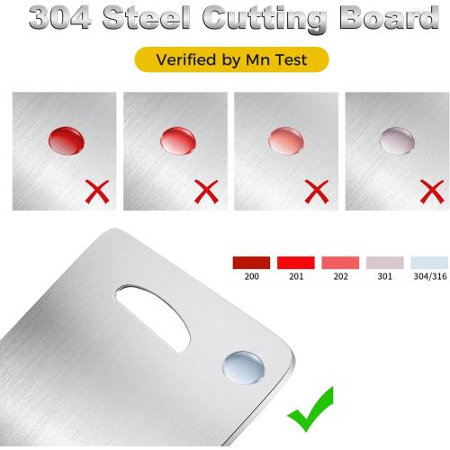 SILVER URMONA 3 PCS 304 Stainless Steel Cutting Board For Kitchen, Non-Staining&Odor-Free, Burr-Free Edges, Dishwasher Safe, Non Toxic Cutting Board（S M L）
