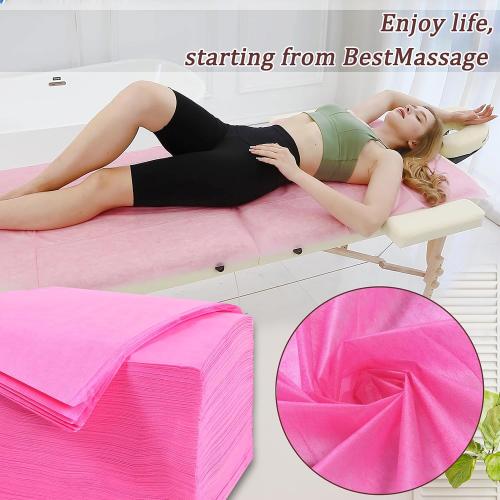 100 Pcs Disposable Bed Sheets 31 x 71 Massage Table Sheets Non Woven Fabric SPA Bed Cover Breathable for Massage Beauty Tattoos (100 Pcs Pink)