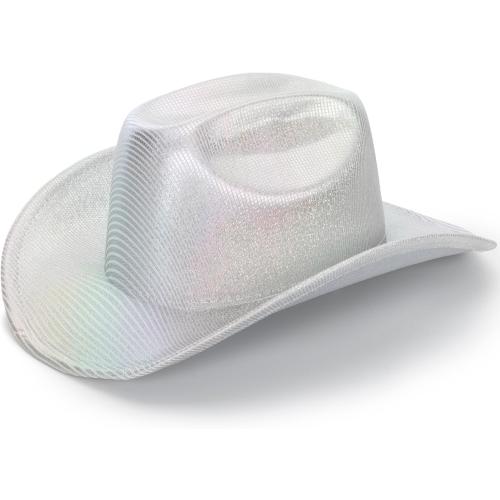 Silver Space Holographic Cowboy Hat for Womens - Glitter-Western Cowboy Hat for Beach Party Music Festivals
