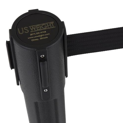 US Weight Sentry Stanchion with Retractable Belt, Easy Connect Assembly, Black, 6.5' Belt (2 Pack)