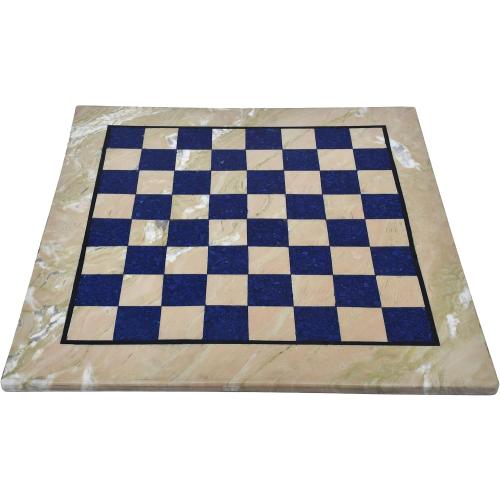 15x15 Marble and Lapis Lazuli Stone Chess Board - Handcrafted Luxury Game Board for Chess Enthusiasts and Collector