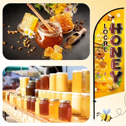 2 Set Honey Feather Flag with 2 Pcs Flagpole Kit, 7ft Honey for Sale Signs Outdoor, Business Feather Flag Banner Sign for Outside Sale(Local)