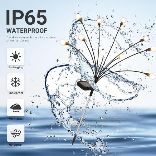 Solar Garden Lights, 60 LED Firefly Garden Lights Solar Outdoor, Solar Lights for Outside Sway by Wind,Solar Lights Outdoor Waterproof for Christmas Yard Patio Pathway Decoration (6 Pack)