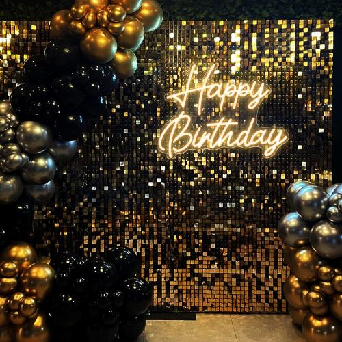 Kavaas Happy Birthday Neon Sign 16.5 x 12.2, Neon Happy Birthday Sign for Backdrop with Dimmable Switch - Birthday Light Up Sign Party Decoration (Warm White)
