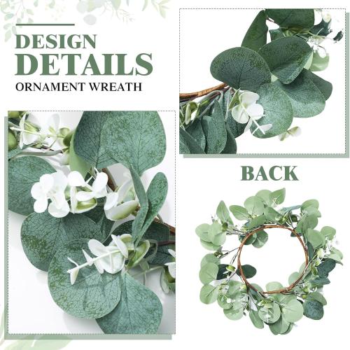 Redbaker 6 Pcs Eucalyptus Wreath 12 Inch Artificial Green Leaves Greenery Wreaths for Front Door Farmhouse Spring Summer Decor for Wedding Window Tabletop Decoration(Vibrant)