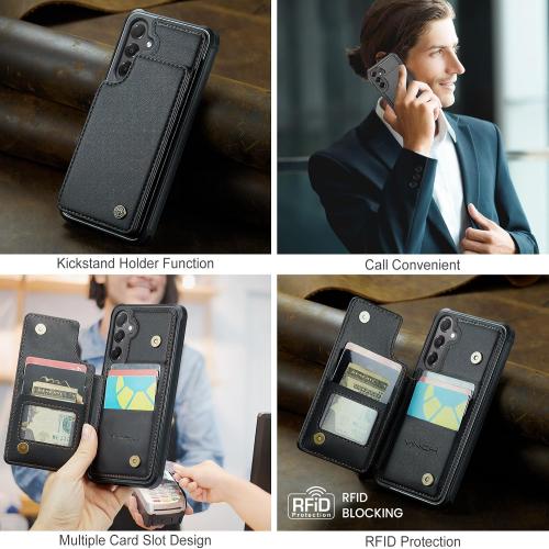 Vinich for Samsung Galaxy A16 Wallet Case with Card Holder, Black