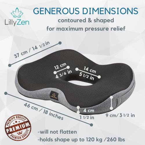 Color Black and Grey Donut Pillow for Tailbone Pain Relief Memory Foam Seat Cushion Orthopedic Pressure Relief Sitting Coccyx Sciatica Hemorrhoids Pregnancy Postpartum Office Chair Butt Pillows (Black Grey)