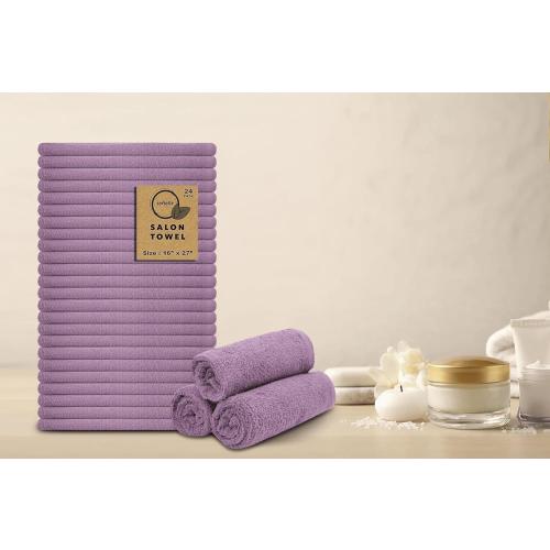 Softolle Salon Towels – Pack of 24 (16x27) 100% Cotton Ring Spun – Ultra Soft, Highly Absorbent Hand Towels – Bulk for Spa, Gym & Salon (Purple Ash)
