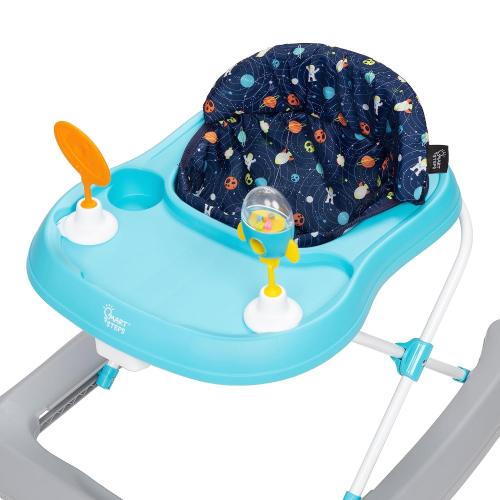 Smart Steps Trend Activity Walker and Entertainer with Removeable Toys, Large Tray, Cup Holder, Adjustable Height and Flat Fold Frame for Storage, Ages 6 Months  , Space Walk Navy