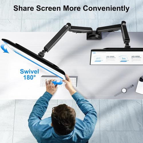 Dual Monitor Mount for Screens up to 43, Heavy Duty Ultrawide Dual Monitor Arm Holds 2.2-33lbs Each, Premium Gas Spring Adjustable Computer Monitor Stand for 2 Monitors, VESA Desk Mount