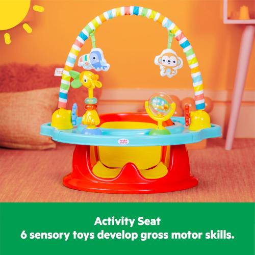 Bright Starts 3-in-1 SuperSeat Playful Paradise, Baby Activity Seat with Toys, Snacking Tray, Booster Seat, BPA Free Tray, Unisex, 6 Months